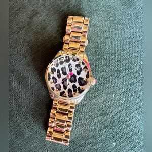 Betsey Johnson Cheetah Face Gold Watch